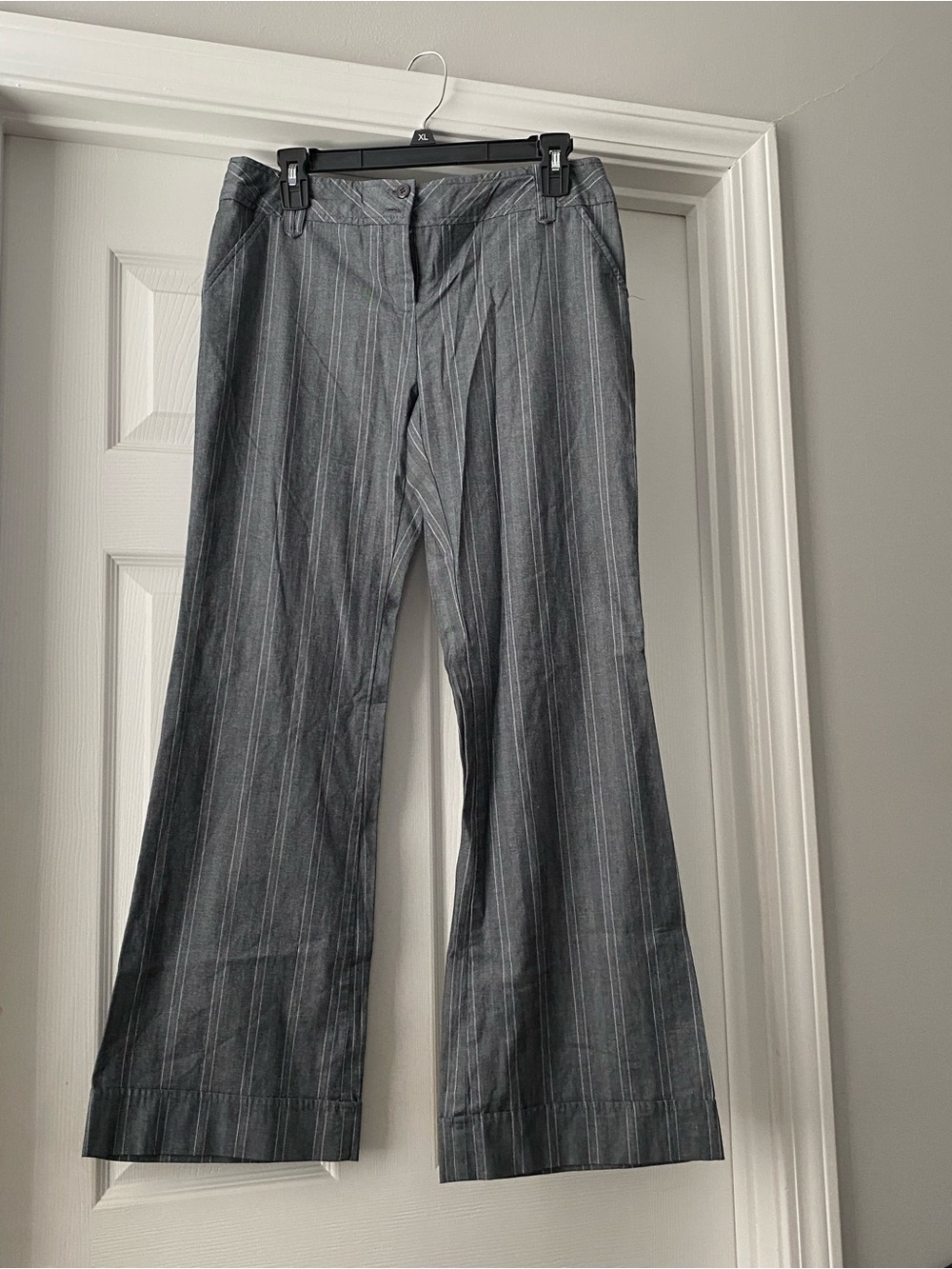 Joe Benbasset Black and White Pinstripe Wide-Leg Pants